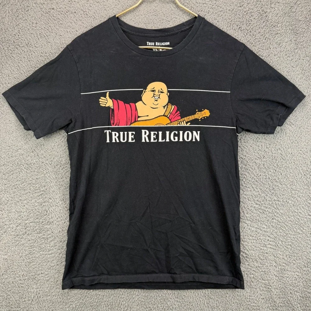 True‎ Religion Mens World Tour Buddha Guitar Graphic T-Shirt Black Small S